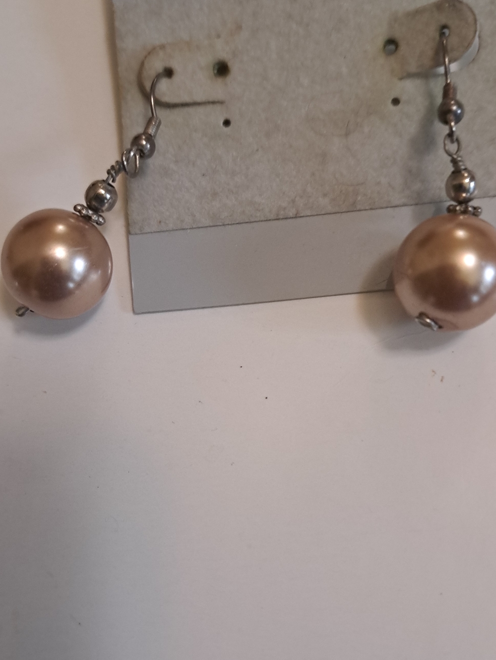 Elegant Champagne Pearl Drop Earrings - Unbranded